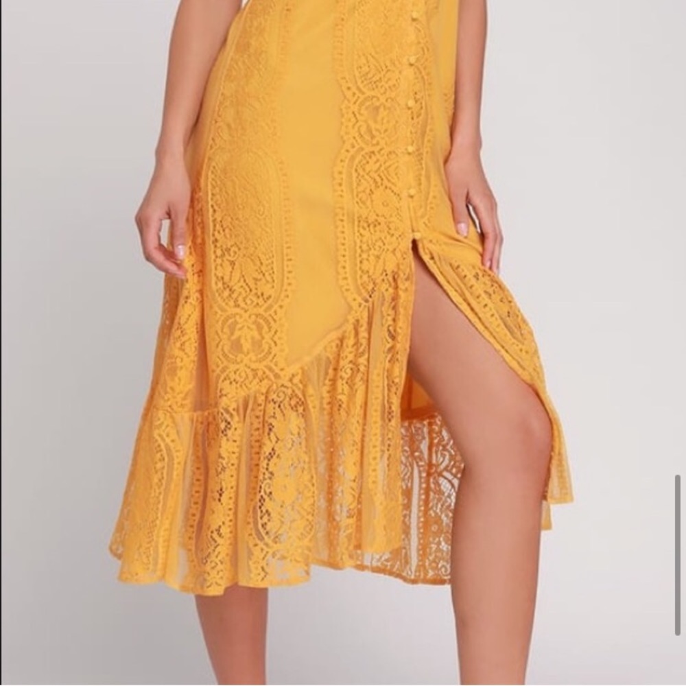 Bohemian Lace Button Midi Dress Boho Femme - Picture 9 of 9